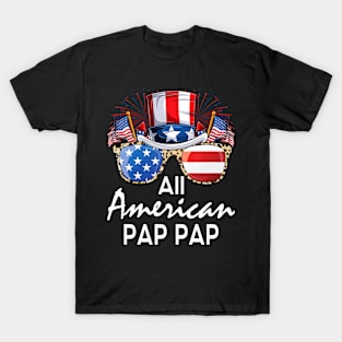 All American Pap Pap 4th of July USA America Flag Sunglasses T-Shirt
